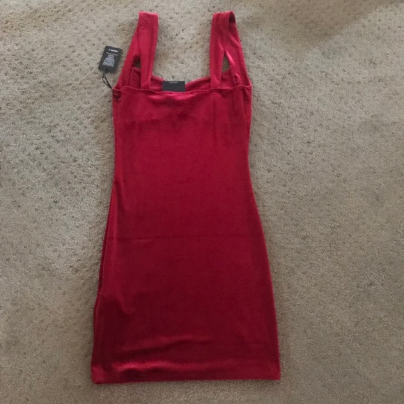 Like New Red Velour Velvet Bodycon Sweetheart Dress S - Picture 4 of 4